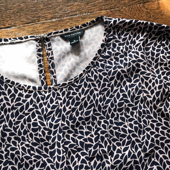 Ann Taylor Small Pink Print Ruffle Front Top - Picture 2 of 8